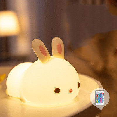 Magical New Year Gift Rabbit Silicone Lamp with Pat Feeding Creative Night Light Design Ideal for Children Toys