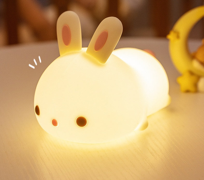 Magical New Year Gift Rabbit Silicone Lamp with Pat Feeding Creative Night Light Design Ideal for Children Toys