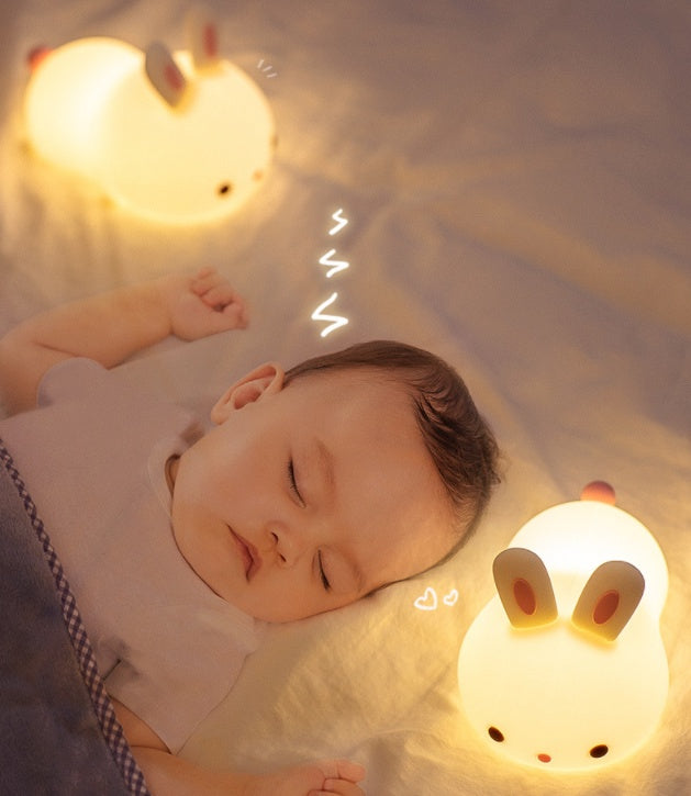 Magical New Year Gift Rabbit Silicone Lamp with Pat Feeding Creative Night Light Design Ideal for Children Toys