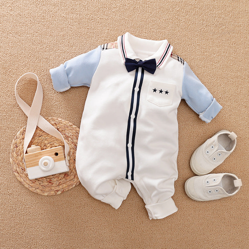 Classic Charm Long Sleeved Gentleman Romper for Baby Boys Timeless Baby Clothes with Gentlemanly Style