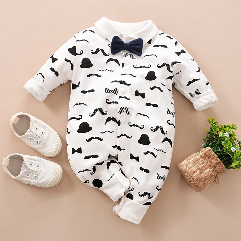 Classic Charm Long Sleeved Gentleman Romper for Baby Boys Timeless Baby Clothes with Gentlemanly Style