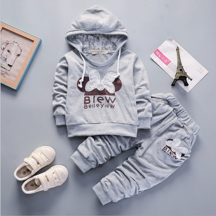 Active Style Delight Girls Casual Sports Hoodie Set for Playful Adventures