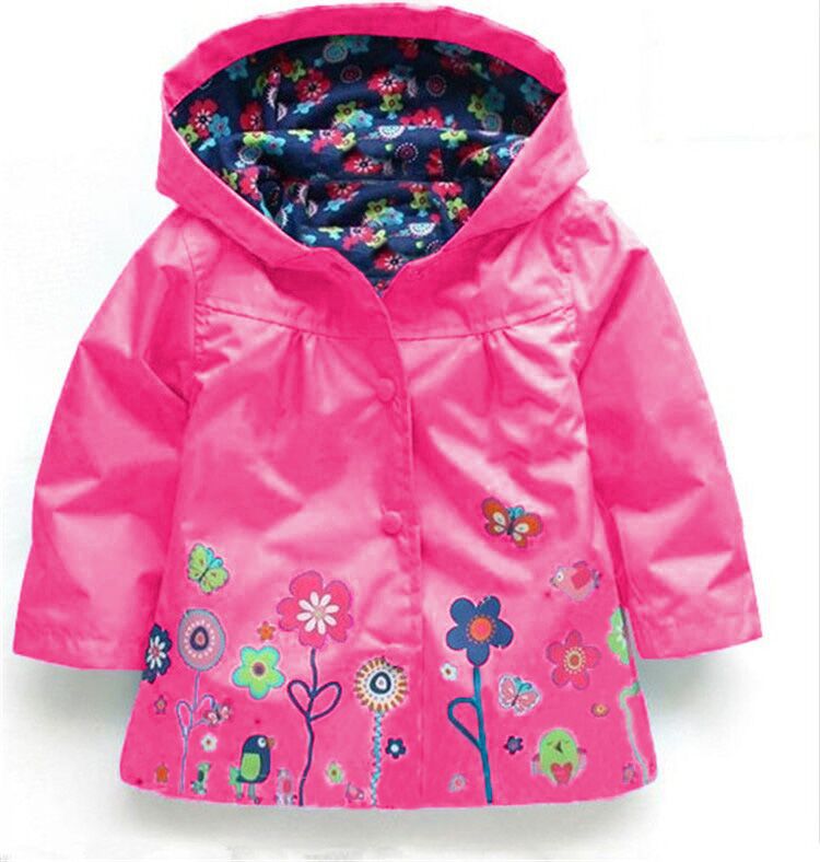 Chic Rain Protection Girls Cute Flowers Hooded Jacket A Stylish Choice for Children