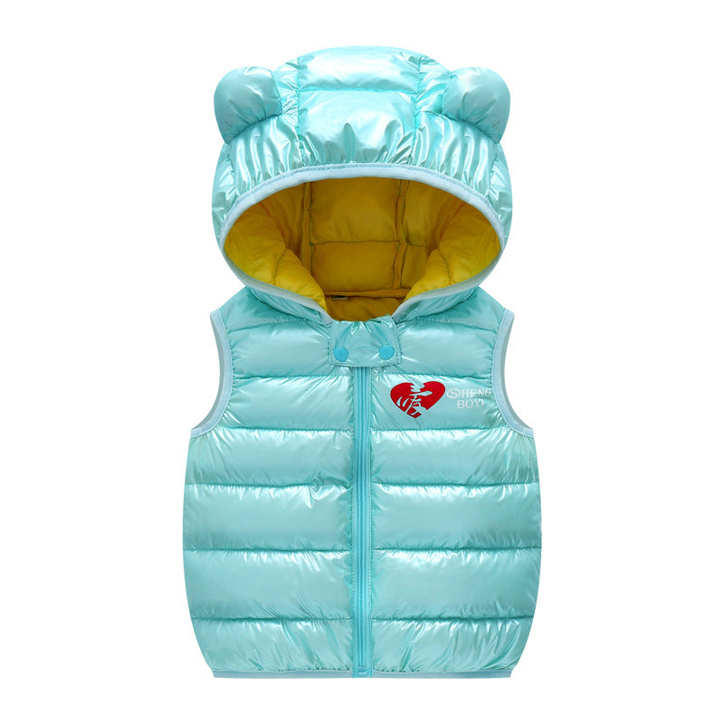 Cozy Chic Children's Hooded Down Vest for Autumn Outerwear