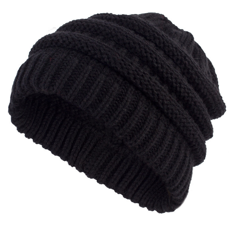 Women's ponytail knit wool cap Soft Stretch Cable Knit Messy Bun Ponytail Beanie Winter