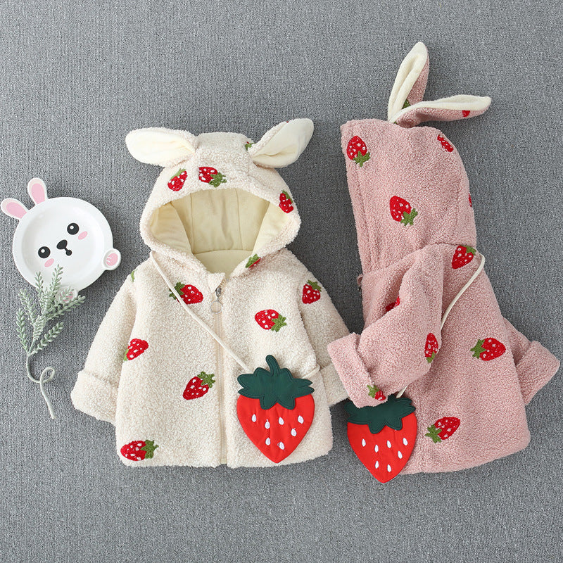 Sweet and Stylish Delicious Strawberry Hooded Coat for Little Fashionistas