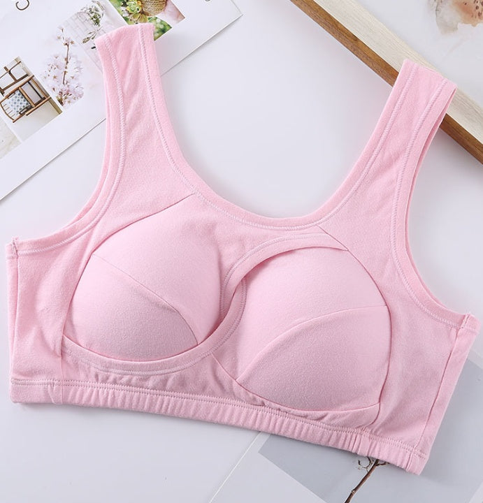 Supportive Comfort Cotton Anti Expansion Anti Sag Sports Bra with Gathering Adjustment for Active Wear