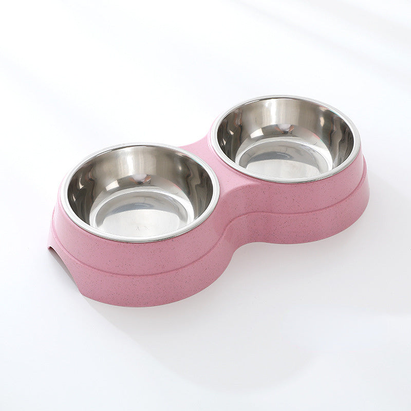 Double Pet Bowls - Stainless Steel Feeder for Cats and Dogs