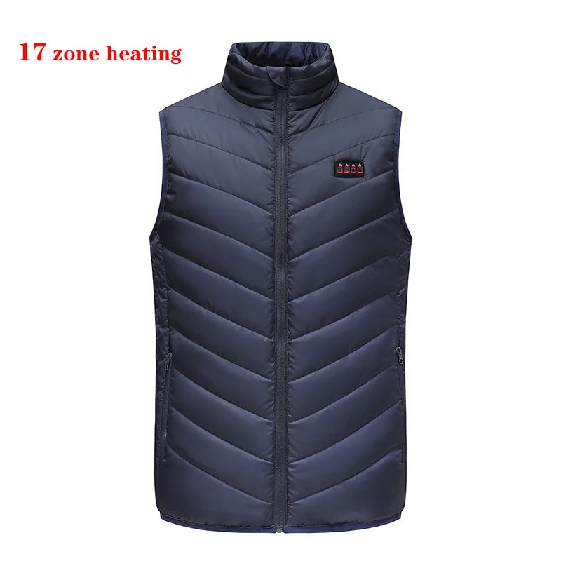 USB Heated Vest Electric Heating Jacket for Men and Women 17 Heating Zones Winter Bodywarmer