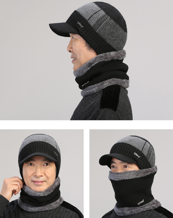 Men's and Children's Winter Hat with Earmuffs and Neck Cover