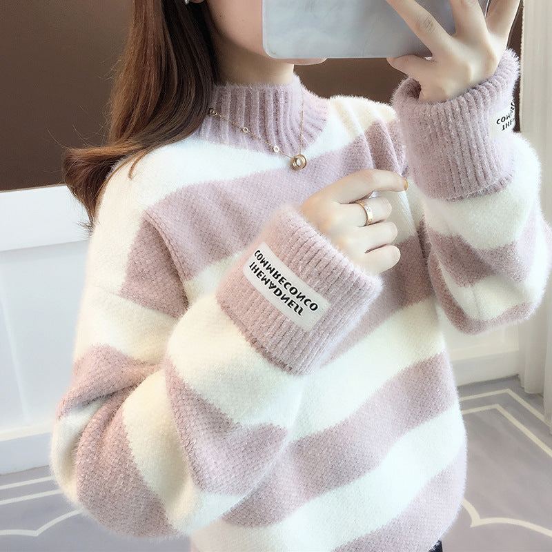 Cozy Elegance Embrace Autumn and Winter in Style with Our Chenille Stripe Thickening Sweater Offering Comfortable Loose Fit for Women