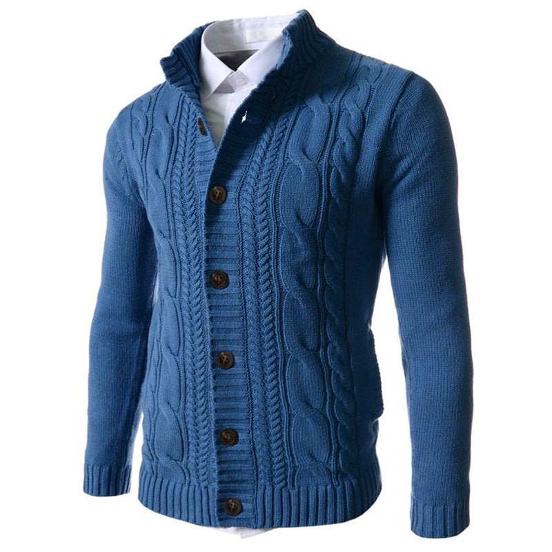 Classic Men Stand Collar Button Cardigan Elevating Style with Cozy Comfort