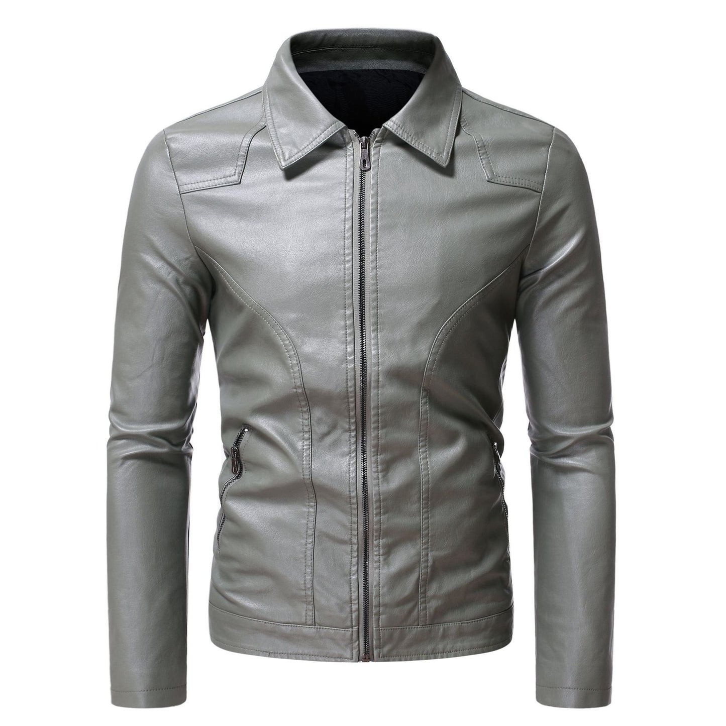 Men's Brown Leather Cafe Racer Jacket: Slim-Fit, Distressed, Real Lambskin