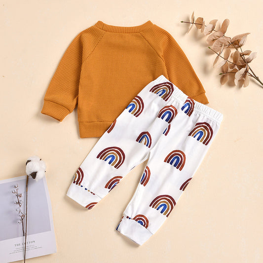 Colorful Comfort Dress Your Little One in Style with Our Casual Rainbow Baby Clothes Set