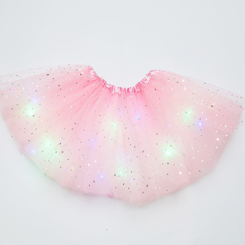 Magical & Luminous  LED Princess Halloween Tutu Skirt Sequins Shiny Skirt