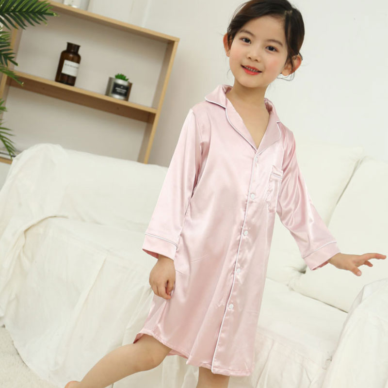 Silk shirt skirt mother girl pajamas baby Night wear suit