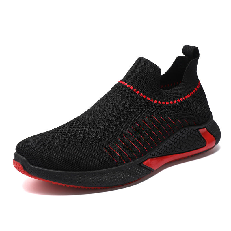 Striped Mesh Slip On Sneakers for Men Casual Lightweight and Breathable for Outdoor Sports