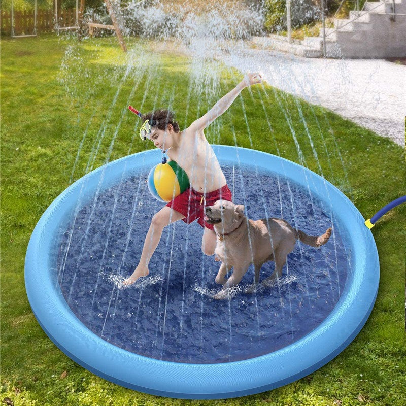 Splash Pad Fun Non Slip Outdoor Water Play Mat for Kids and Pet Dogs Perfect for Summer Backyard Fun