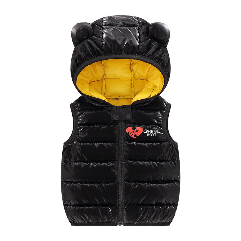 Cozy Chic Children's Hooded Down Vest for Autumn Outerwear