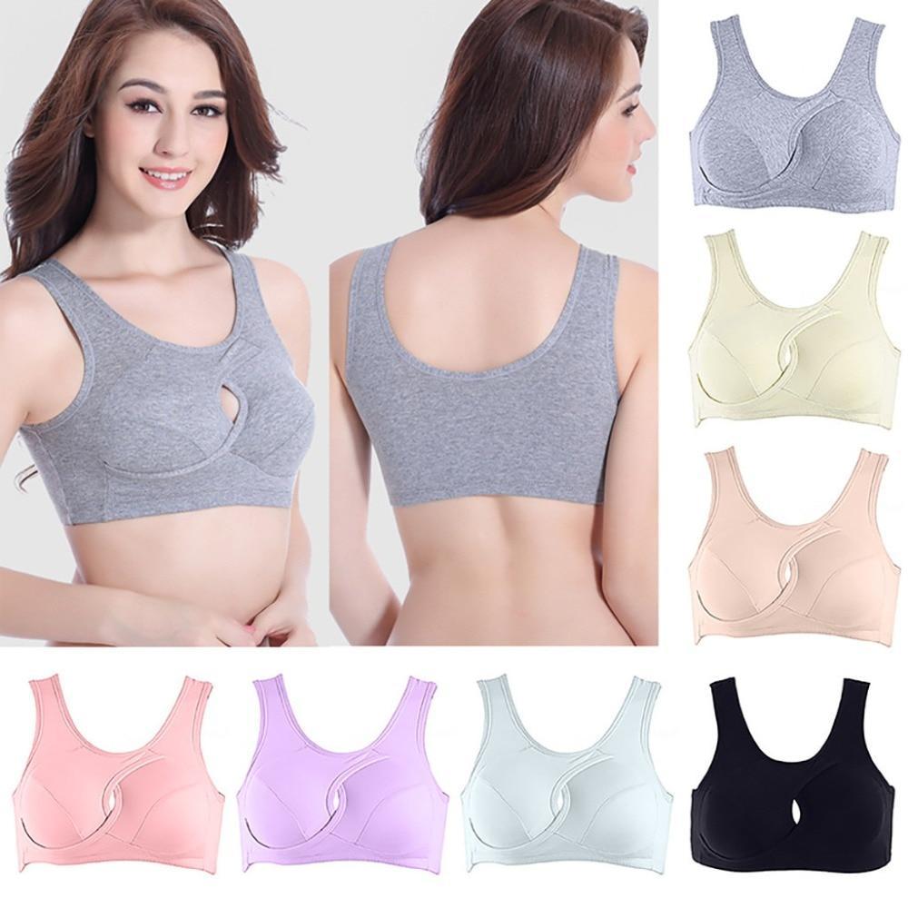 Supportive Comfort Cotton Anti Expansion Anti Sag Sports Bra with Gathering Adjustment for Active Wear