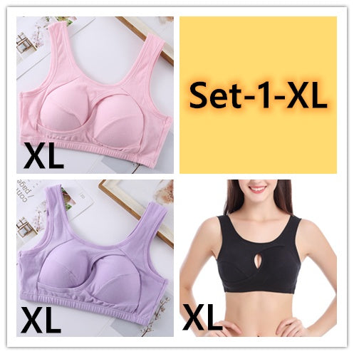 Supportive Comfort Cotton Anti Expansion Anti Sag Sports Bra with Gathering Adjustment for Active Wear