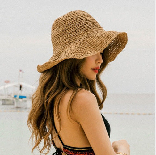 Stay Cool in Style Summer Outing Sunscreen Hat for Women Featuring Foldable Straw Design for Holiday Fun and Beach Bliss