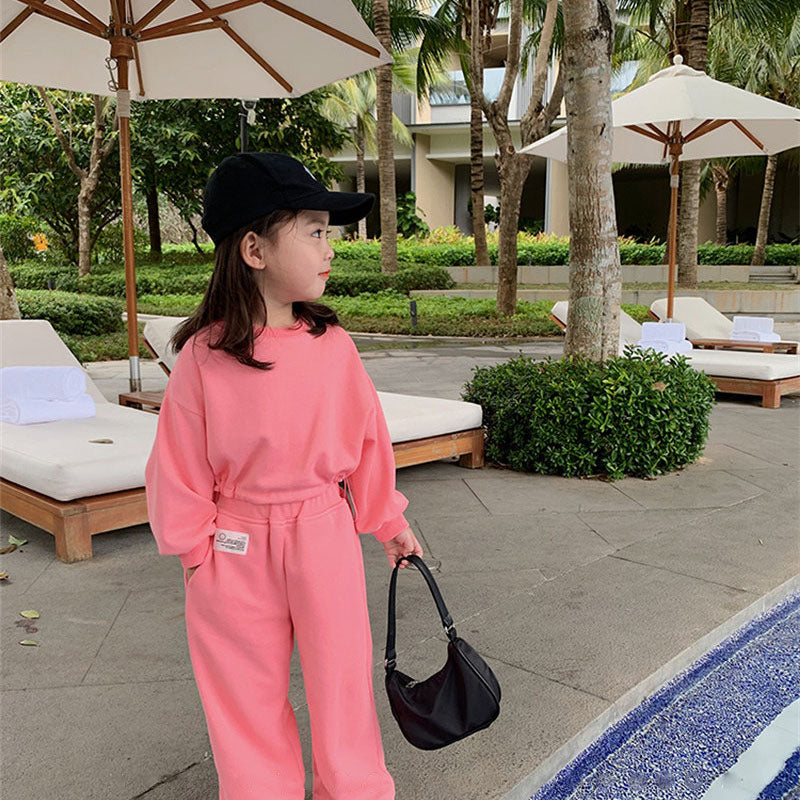 Springtime Chic Western Inspired Loose Sports Suit for Girls with a Korean Twist