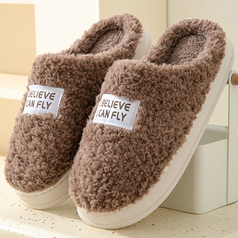 Winter Warm Thick Sole Slippers: Indoor and Outdoor Fluffy Shoes