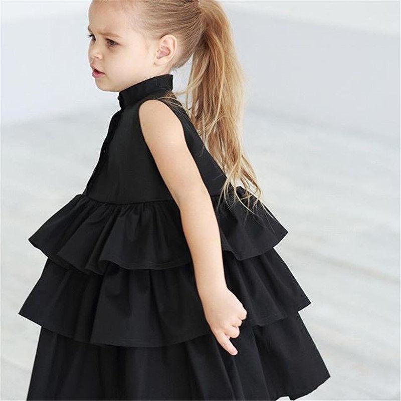 Chic Simplicity Fashionable Sleeveless Solid Color Dress for Small and Medium Girls