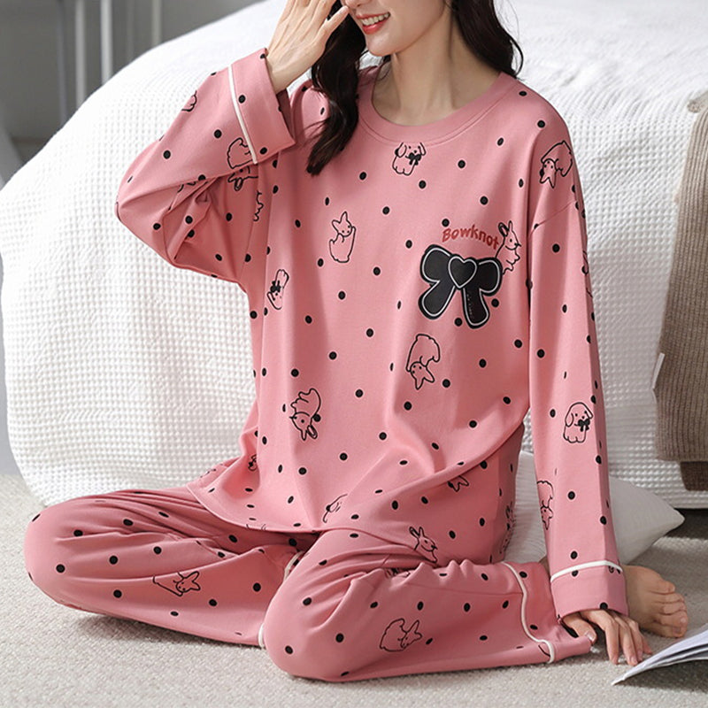 Women's Loose Print Pajama Set: Autumn & Winter Sleepwear