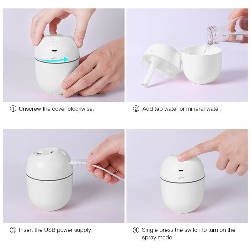 Mini USB Ultrasonic Humidifier with Essential Oil Diffusion and LED Night Light