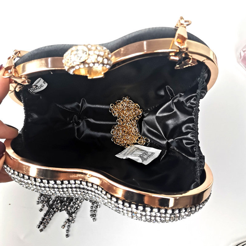 Diamond Elegance Women Handbag with Tassel and Inlaid Diamonds