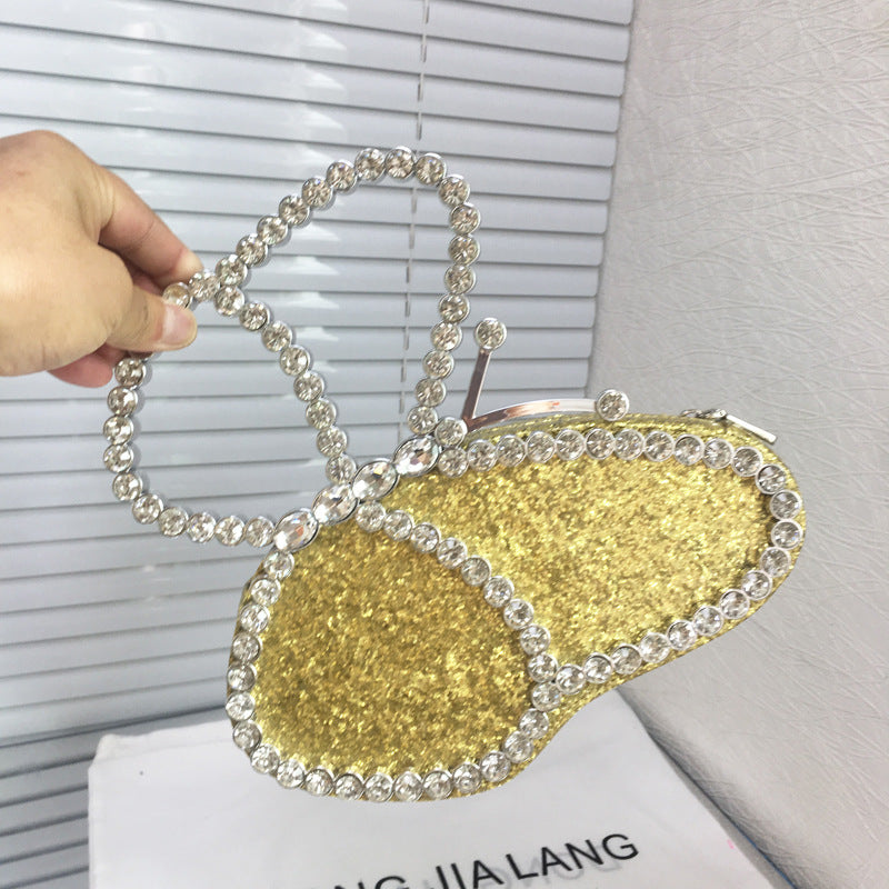 Elegance Embodied Butterfly Dinner Shiny Crystal Bag a Stunning Diamond Clutch Adorned with Lipstick Rhinestones the Epitome of Niche Handbag Luxury