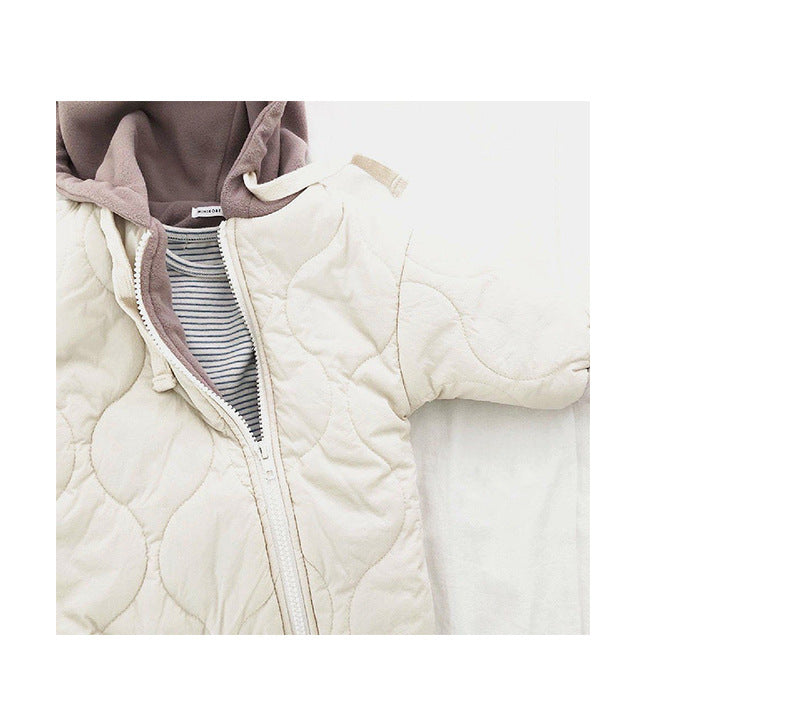 Stay Warm and Stylish Baby Padded Quilted Jumpsuit Perfect for Outdoor Adventures and Casual Outings