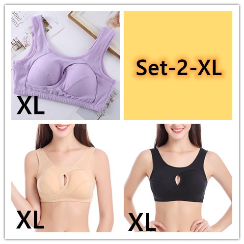 Supportive Comfort Cotton Anti Expansion Anti Sag Sports Bra with Gathering Adjustment for Active Wear