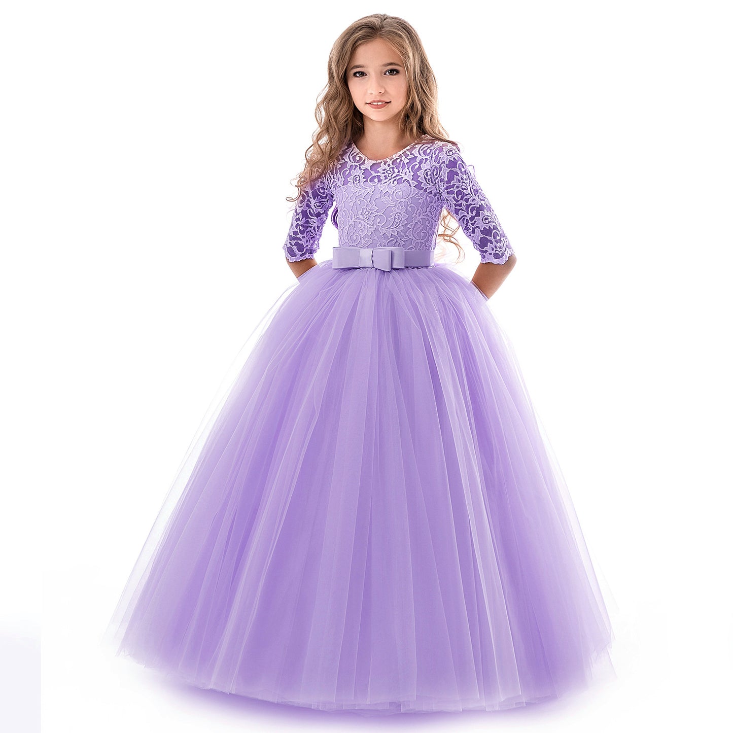 Princess Flower Girl Dress Long-Sleeve Wedding Dress for Children Perfect for Little Princesses