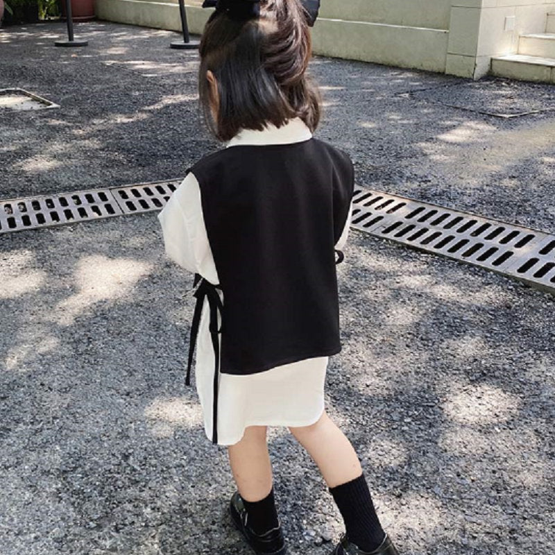 Timeless Sophistication Girls Suit Vest Long Shirt and Skirt Ensemble for Effortless Elegance