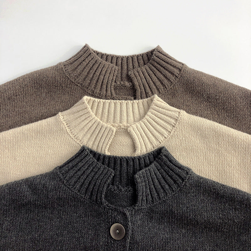 Cozy Chic Children Knitted Stand Up Collar Cardigan Top Perfect for Keeping Them Stylish and Warm