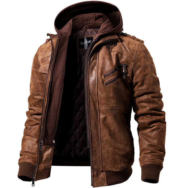 Men's Slim Fit Motorcycle Leather Jacket: Winter Streetwear