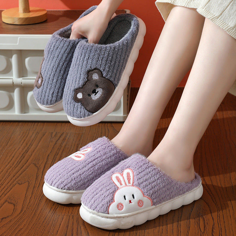 Cozy and Adorable Cute Rabbit Striped Indoor Slippers for Women Warm and Non Slip