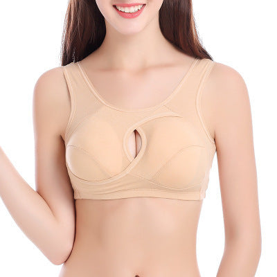 Supportive Comfort Cotton Anti Expansion Anti Sag Sports Bra with Gathering Adjustment for Active Wear