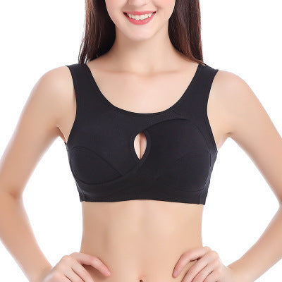 Supportive Comfort Cotton Anti Expansion Anti Sag Sports Bra with Gathering Adjustment for Active Wear