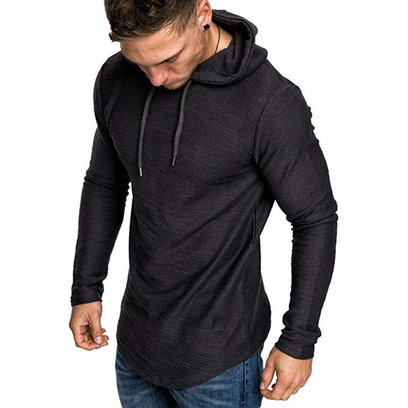 Men's Casual Hoodie Sweatshirt: Slim-Fit Long Sleeve Gym Top