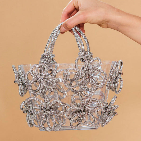 New Women's Diamond Inlaid Rhinestone Flower Handbag