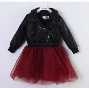 Royal Elegance Korean Children Leather Dress Embroidered with Sequins a Princess Dress for Your Little Royalty