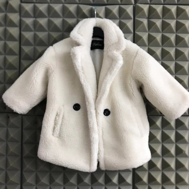 Luxurious Comfort Fur Lapel Cashmere Coat for Stylish Children Wear