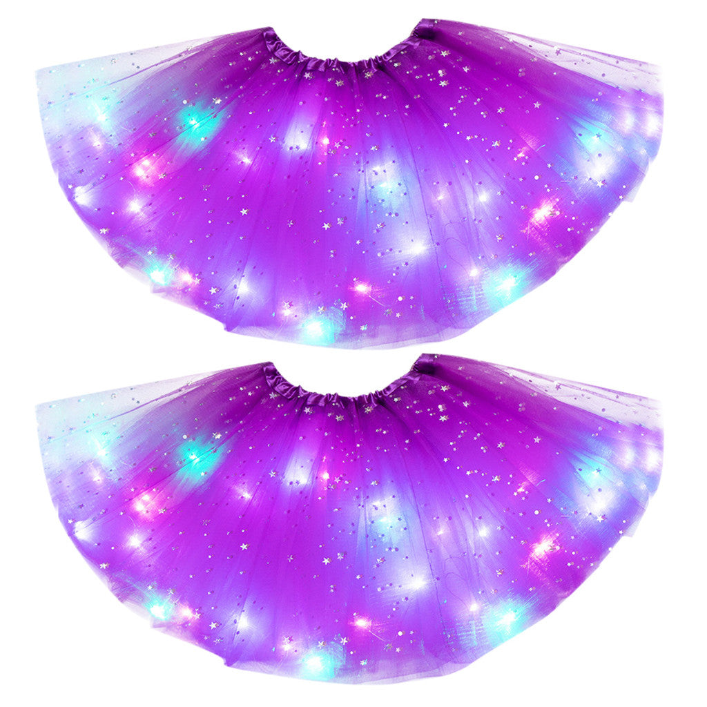 Magical & Luminous  LED Princess Halloween Tutu Skirt Sequins Shiny Skirt