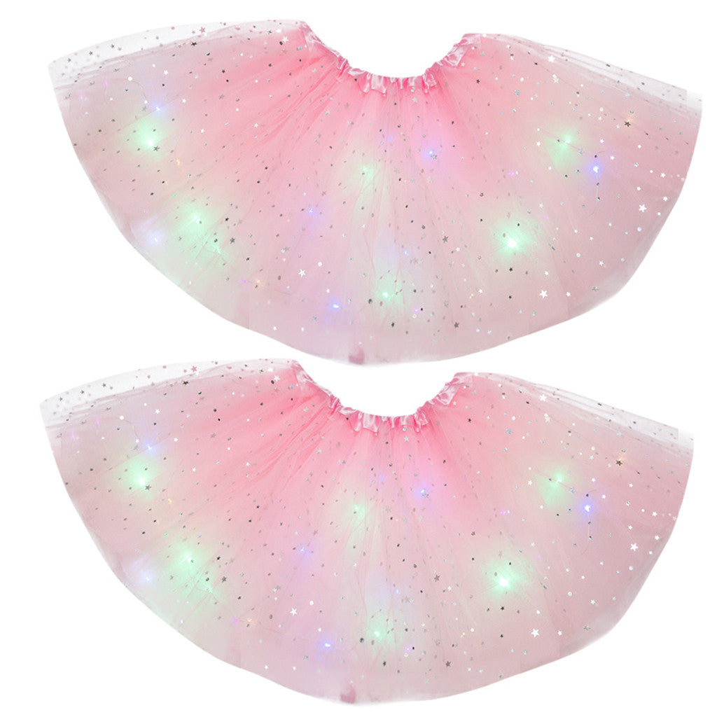 Magical & Luminous  LED Princess Halloween Tutu Skirt Sequins Shiny Skirt