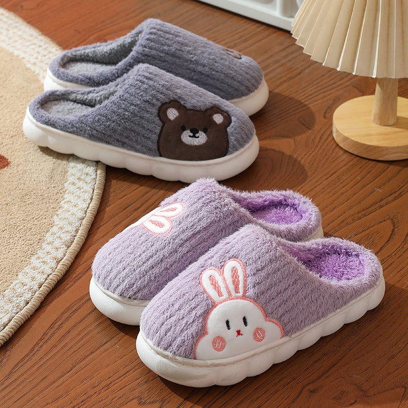 Cozy and Adorable Cute Rabbit Striped Indoor Slippers for Women Warm and Non Slip