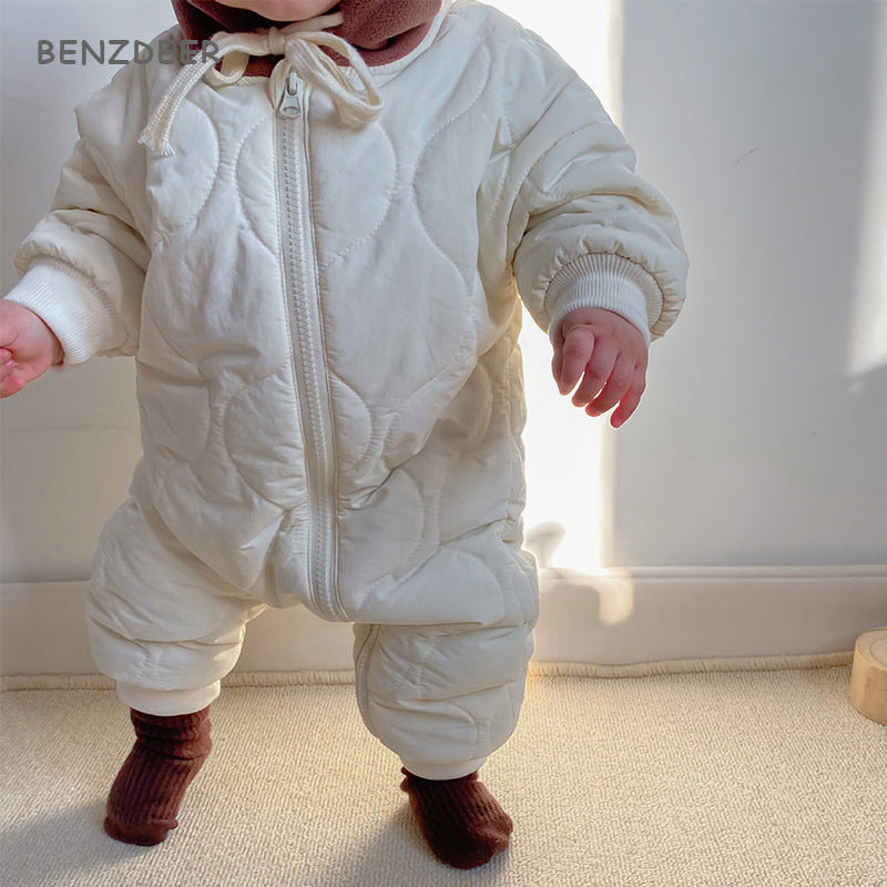 Stay Warm and Stylish Baby Padded Quilted Jumpsuit Perfect for Outdoor Adventures and Casual Outings